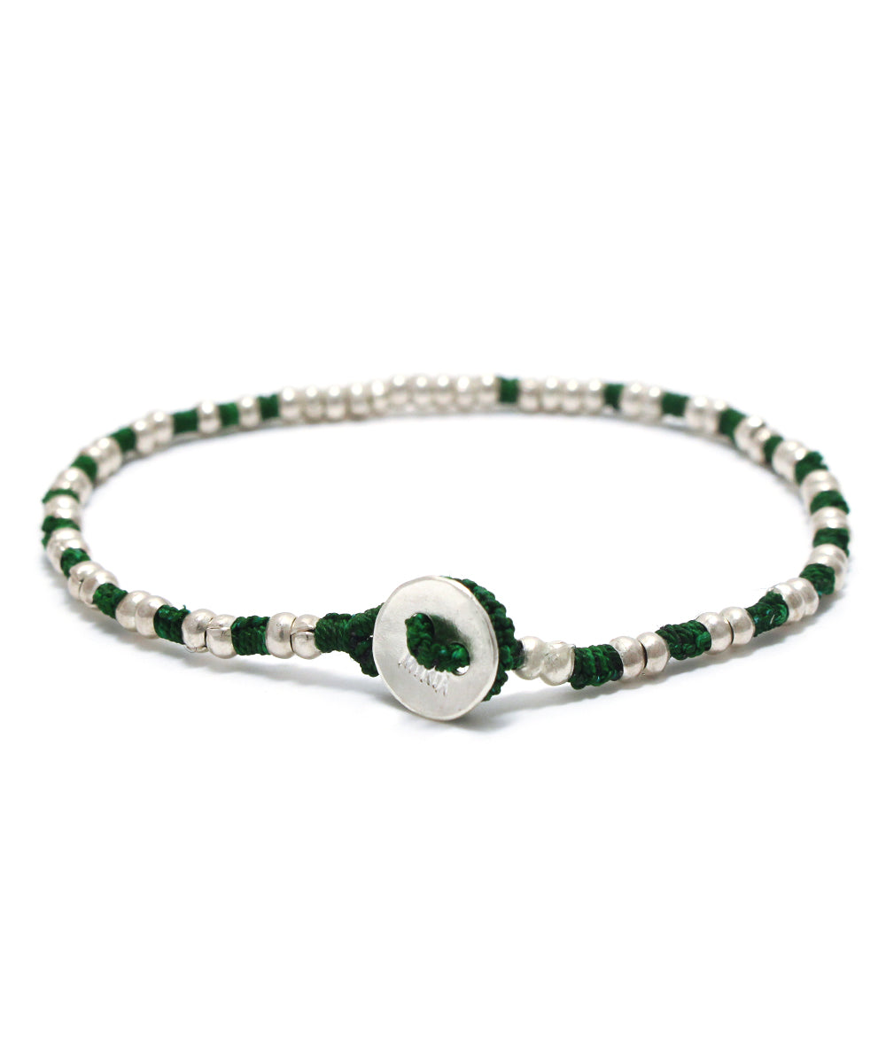 silver beads bracelet / malachite