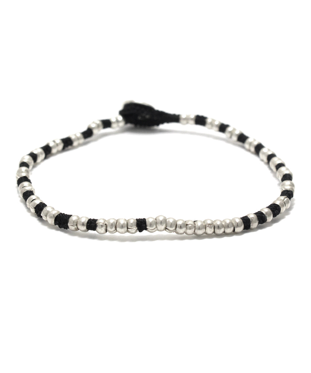 silver beads bracelet / jet