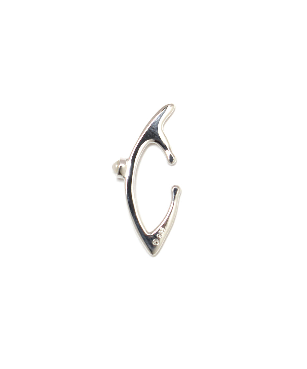meteor ear cuff long / silver pearl