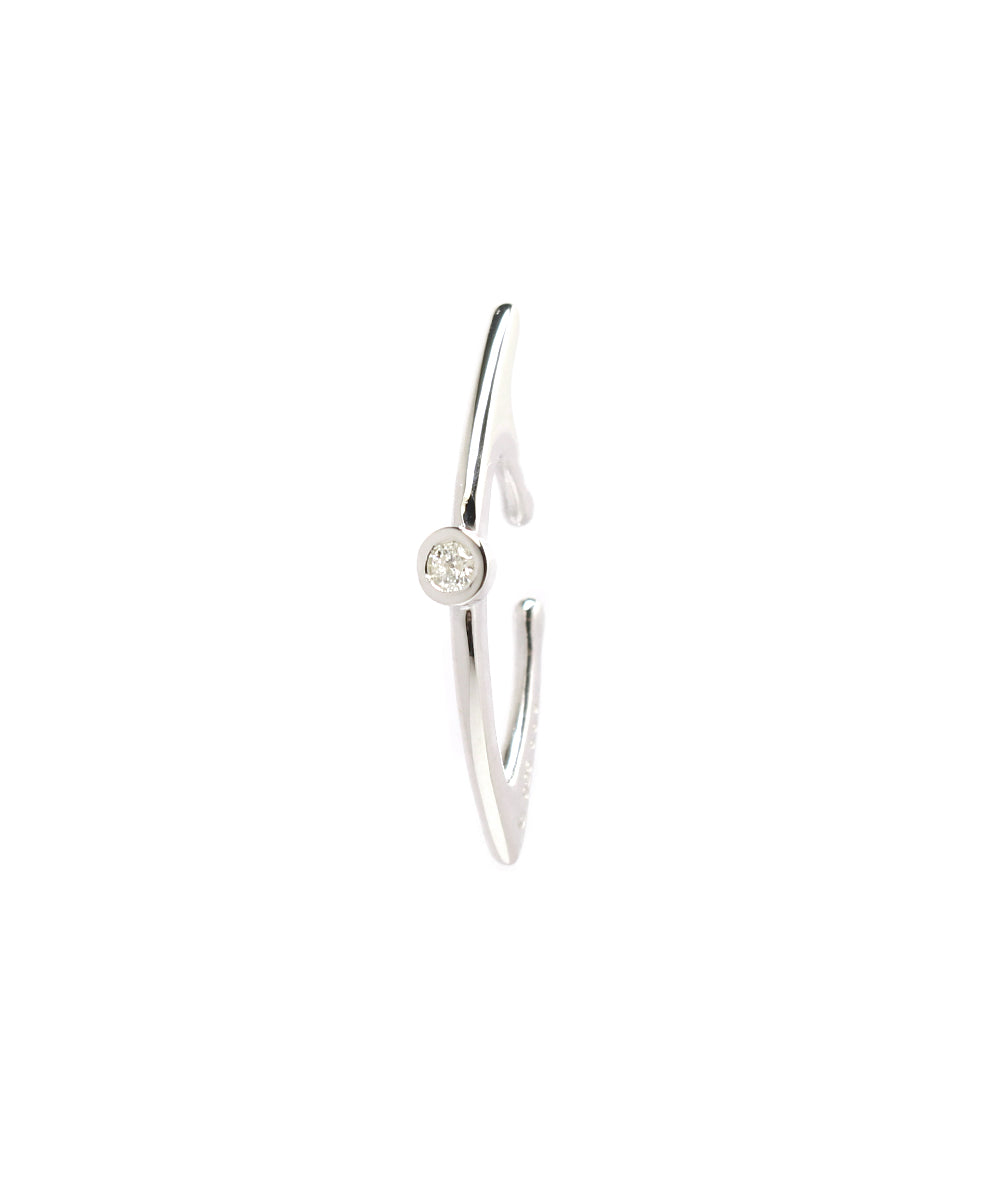 meteor ear cuff long / silver diamond