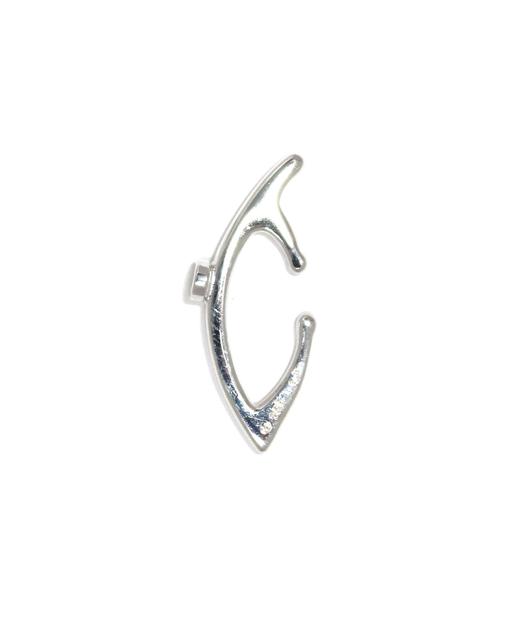 meteor ear cuff long / silver diamond