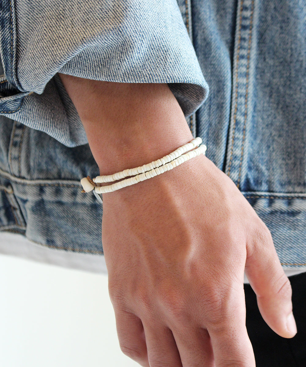 Heishi double wrap bracelet / magnesite