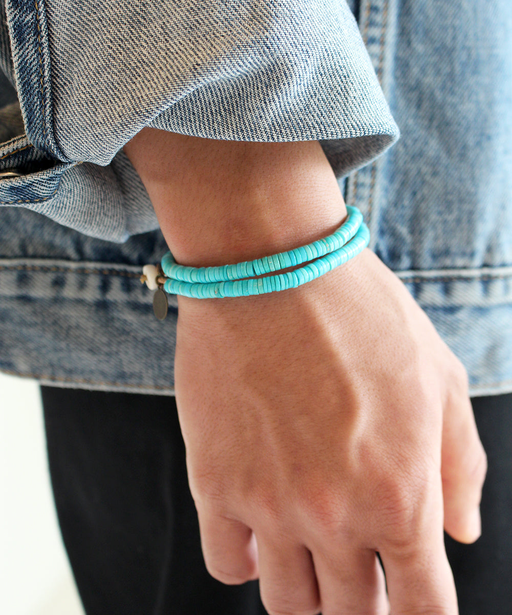 Heishi double wrap bracelet / turquoise