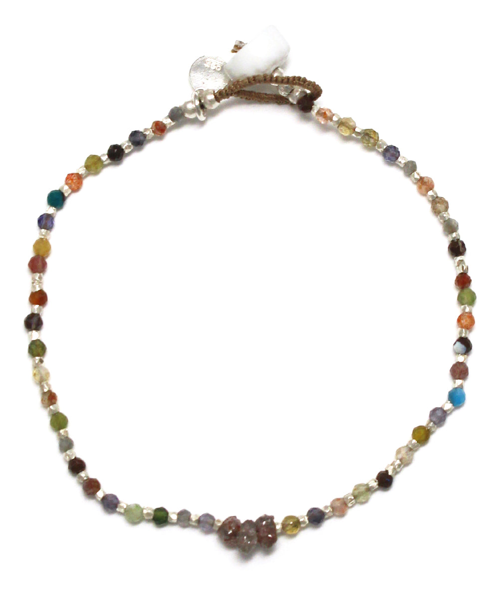 karen silver bracelet / red diamond × multi stone
