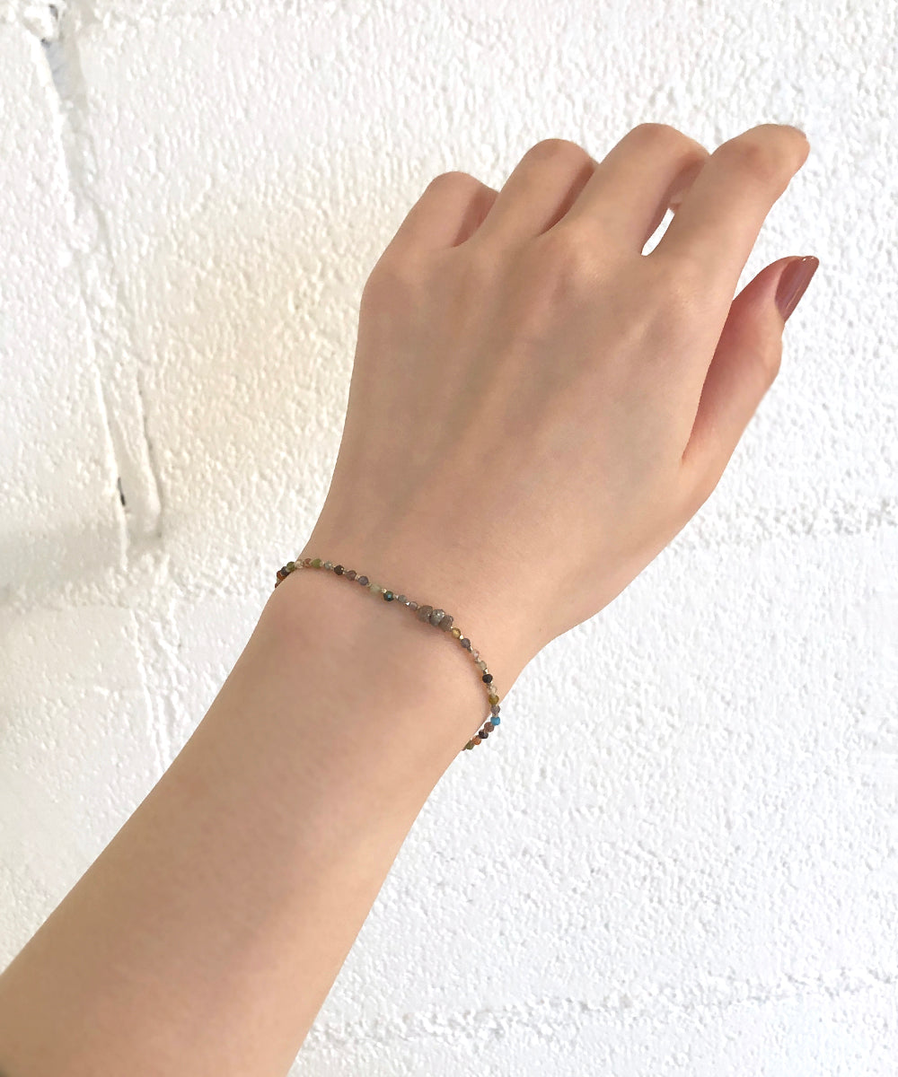 karen silver bracelet / red diamond × multi stone