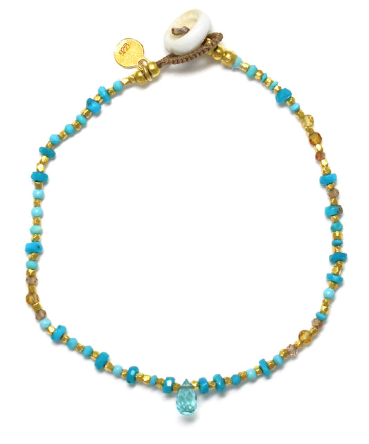 karen silver bracelet / neon blue apatite × turquoise