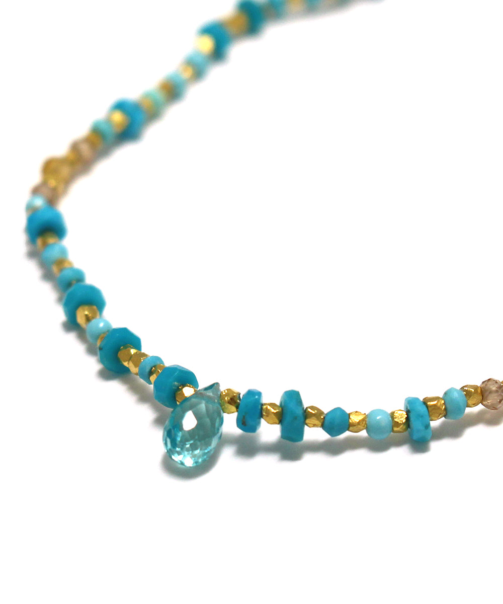 karen silver bracelet / neon blue apatite × turquoise