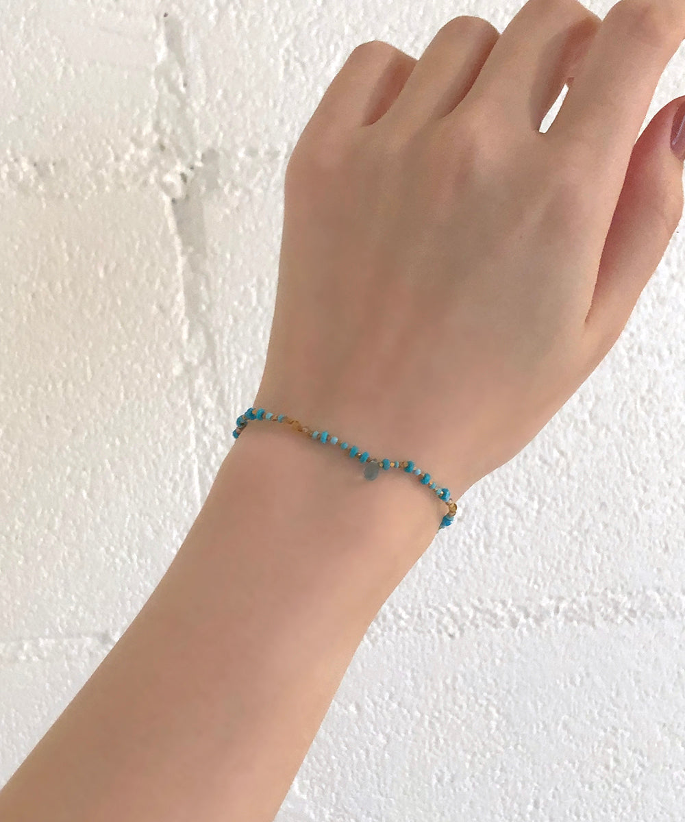 karen silver bracelet / neon blue apatite × turquoise