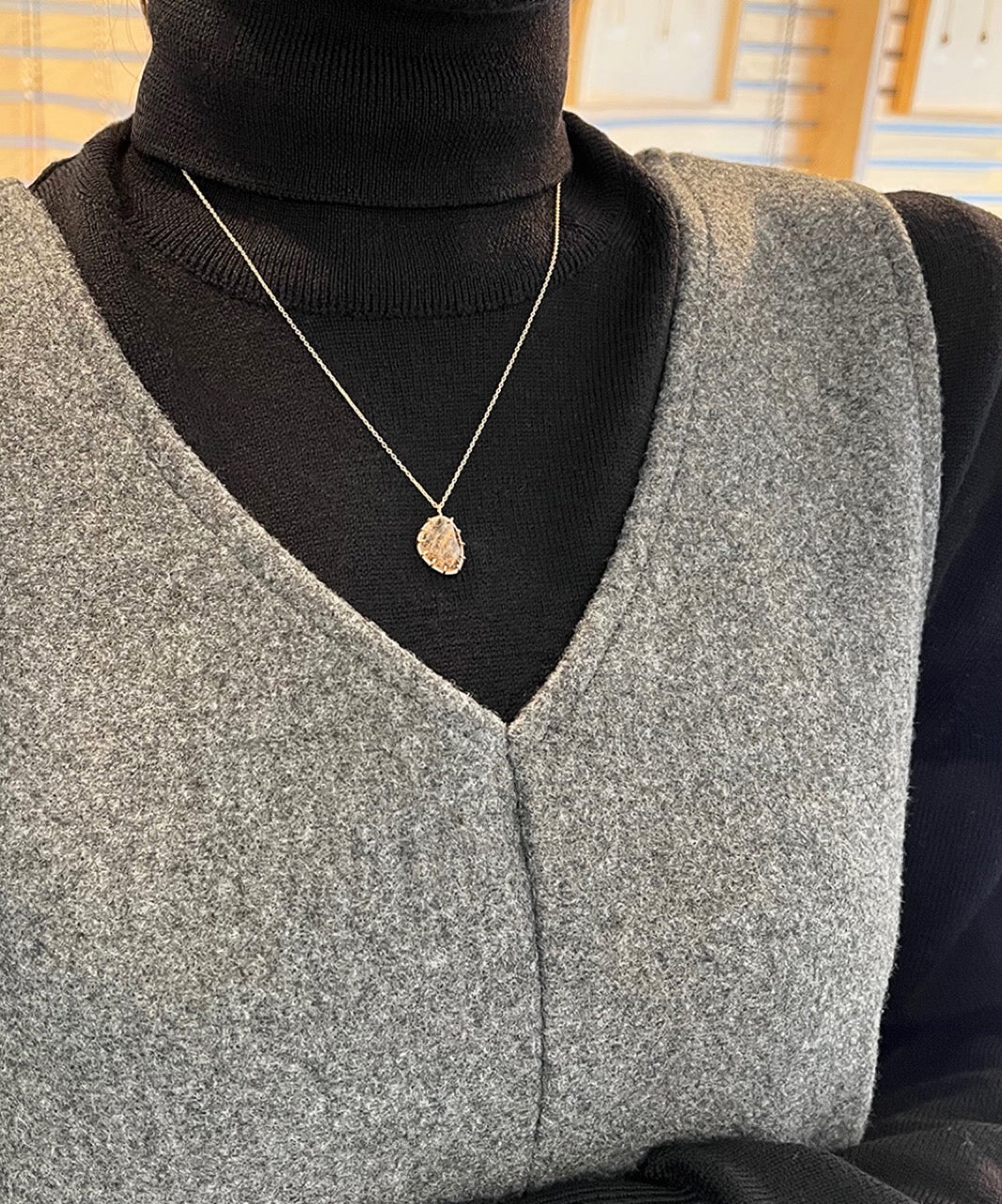 rose cut rutile quartz necklace