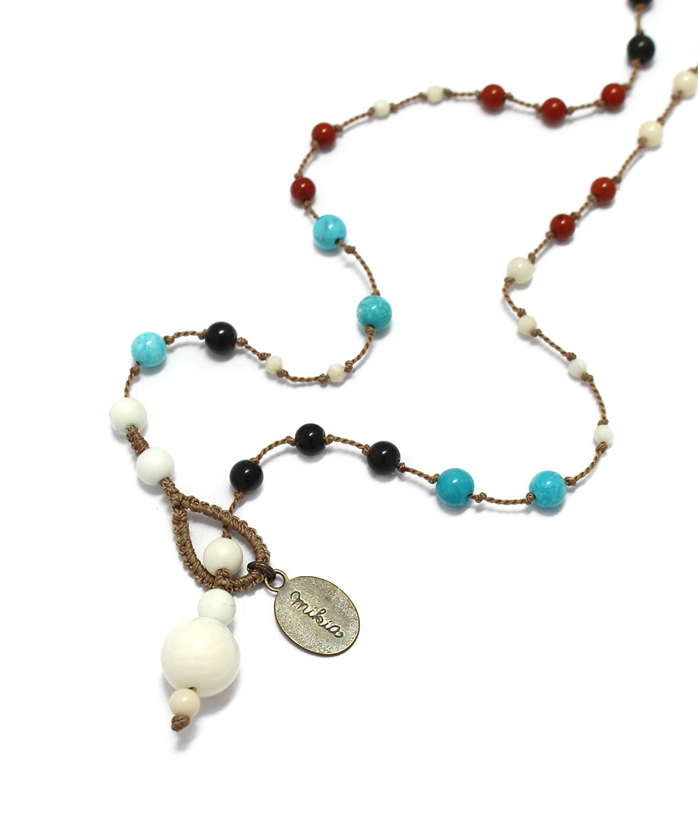 AIYANA long necklace / rainbow obsidian, turquoise