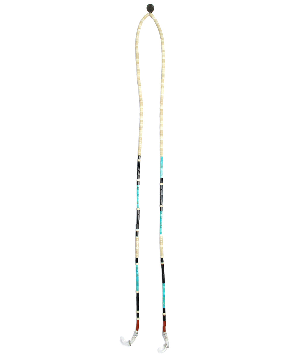 tube stone glass cord / ivory fossil jasper, turquoise, silver
