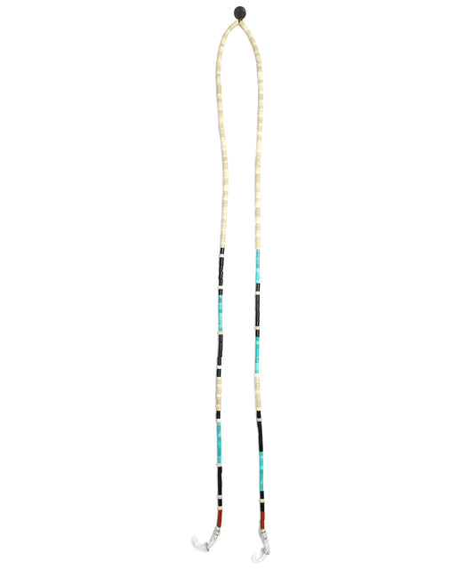 tube stone glass cord / ivory fossil jasper, turquoise, silver