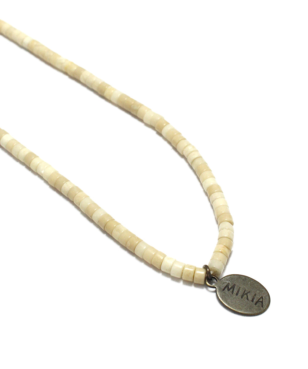 tube stone glass cord / ivory fossil jasper, turquoise, silver