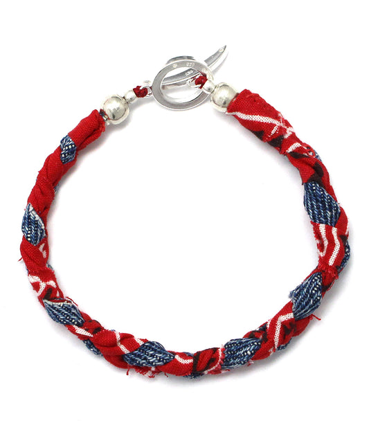 vintage denim bandana bracelet / red