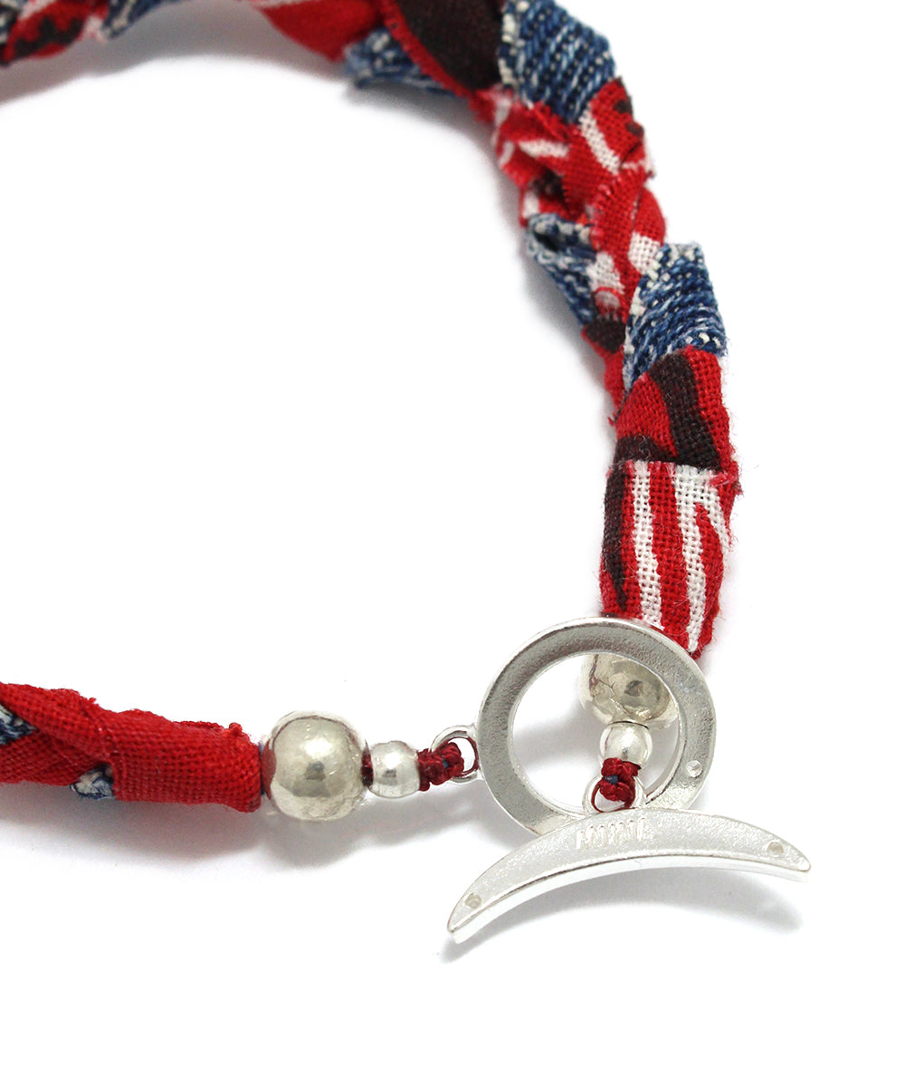vintage denim bandana bracelet / red