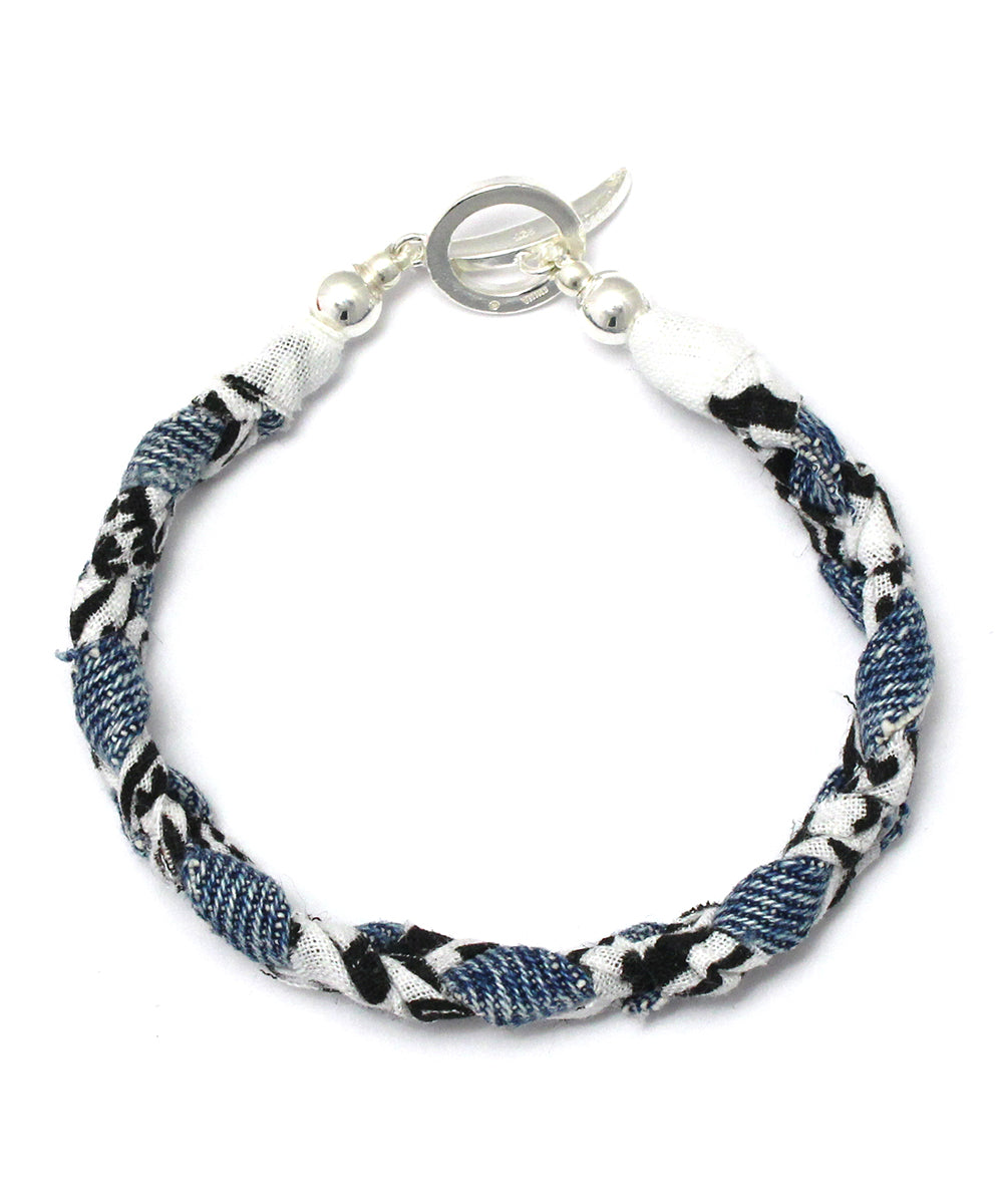 vintage denim bandana bracelet / white