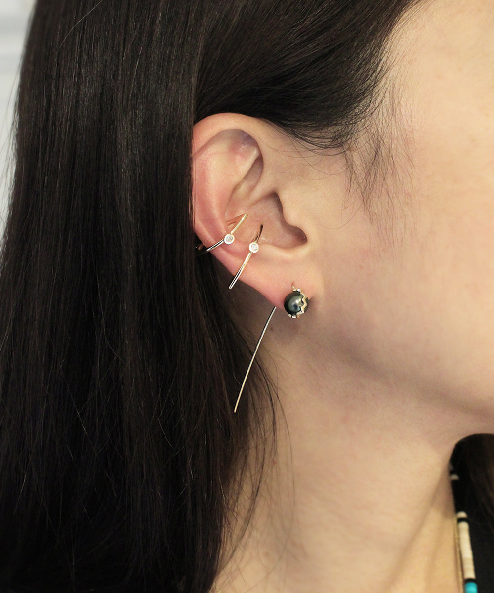 tahiti pearl snake earring / k10