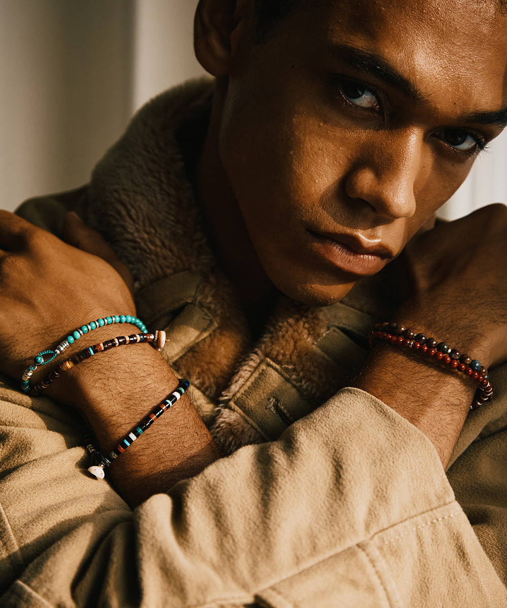 heishi beads bracelet / brown multi