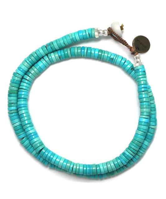 Heishi double wrap  bracelet / turquoise