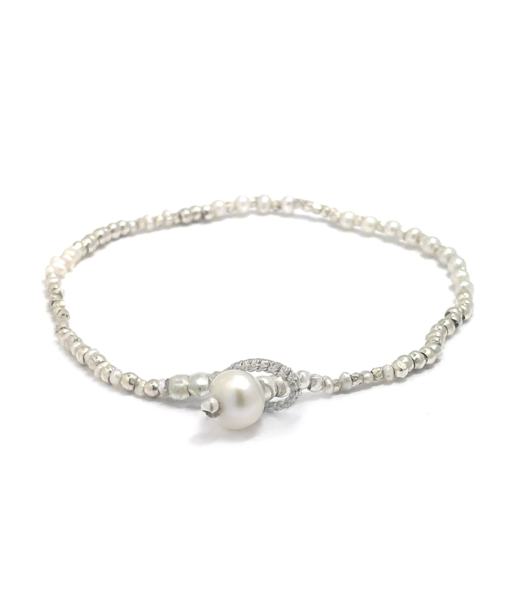 pearl / silver beads bracelet
