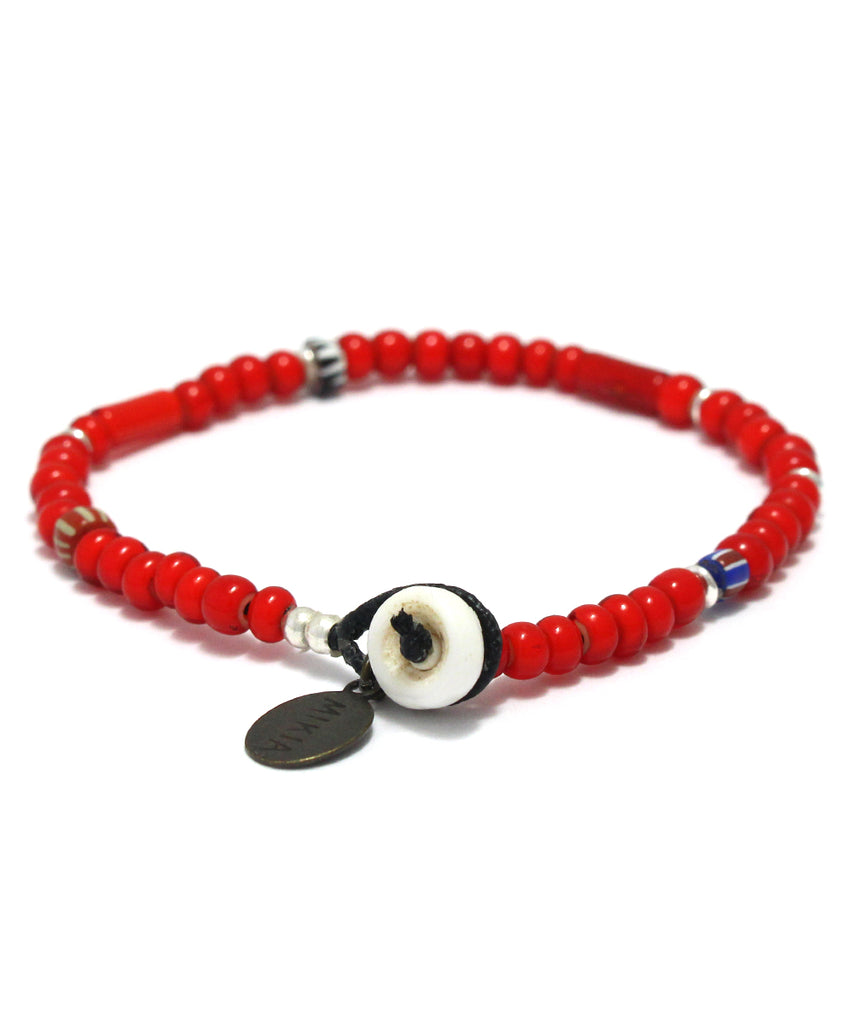 white hearts bracelet / red