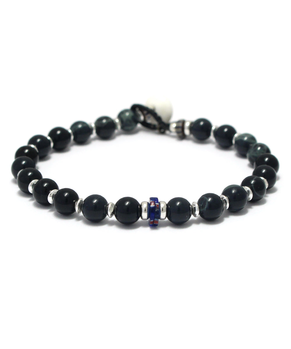 6mm stone bracelet / spiderweb obsidian
