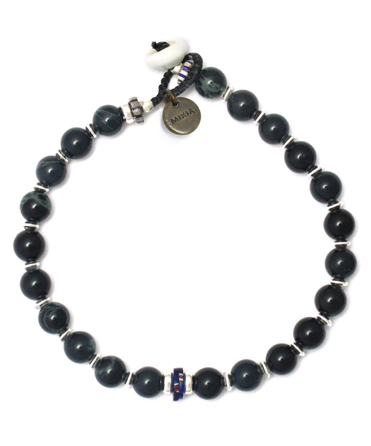 6mm stone bracelet / spiderweb obsidian