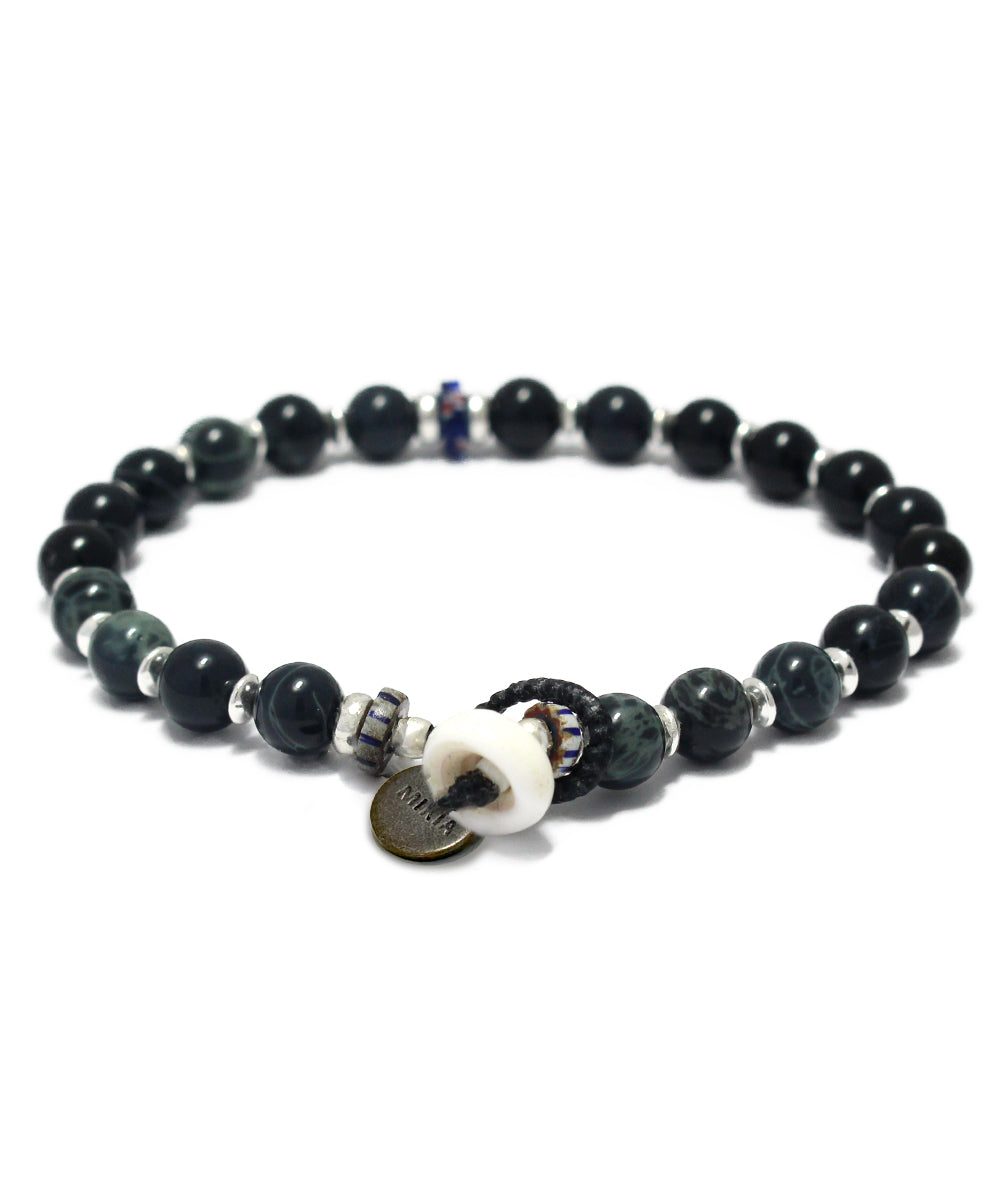 6mm stone bracelet / spiderweb obsidian