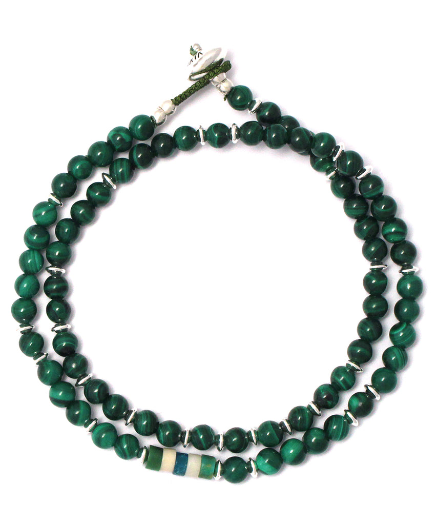 4mm stone double wrap bracelet / malachite