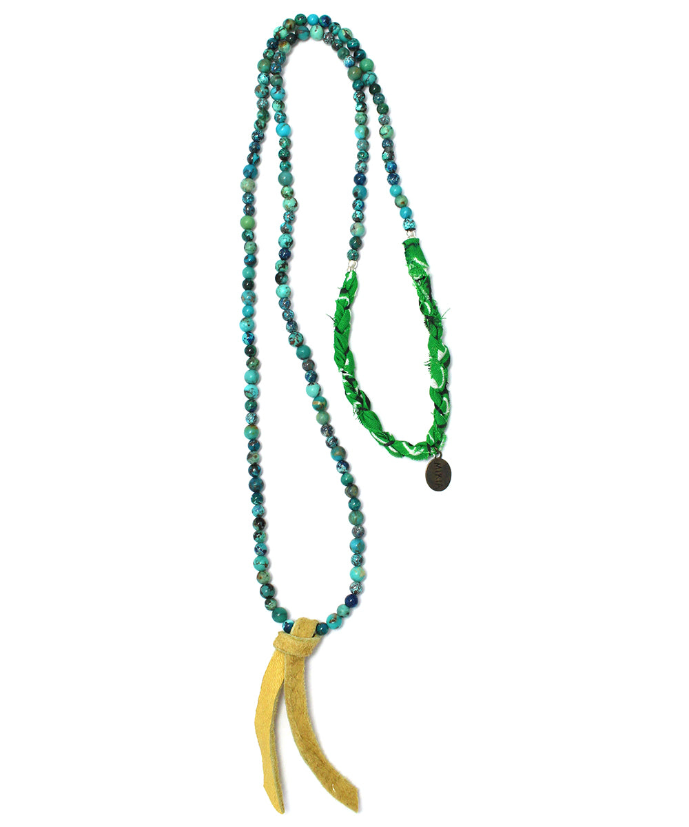 4mm stone bandana necklace / chrysocolla × turquoise