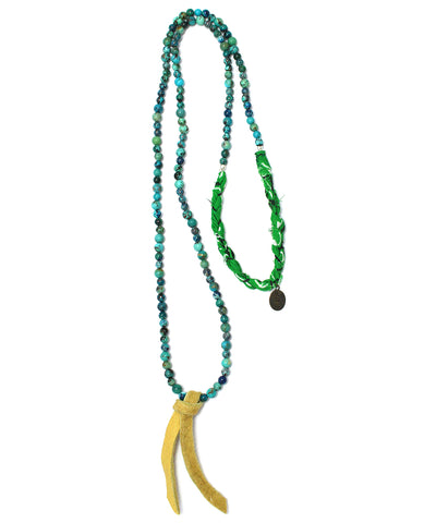 4mm stone bandana necklace / chrysocolla × turquoise