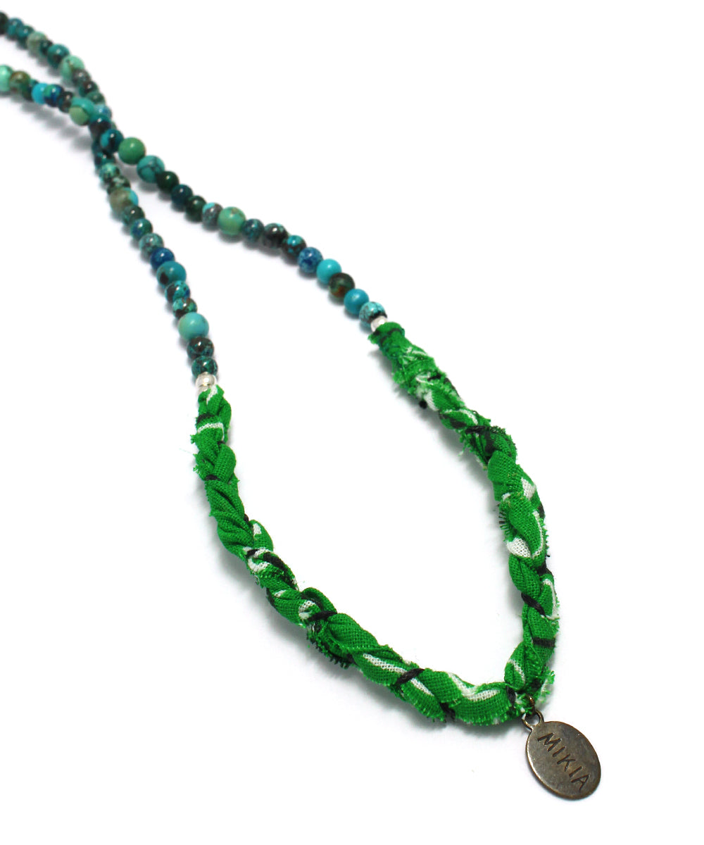 4mm stone bandana necklace / chrysocolla × turquoise