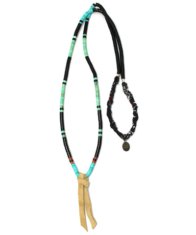 heishi bandana necklace / green turquoise × jet