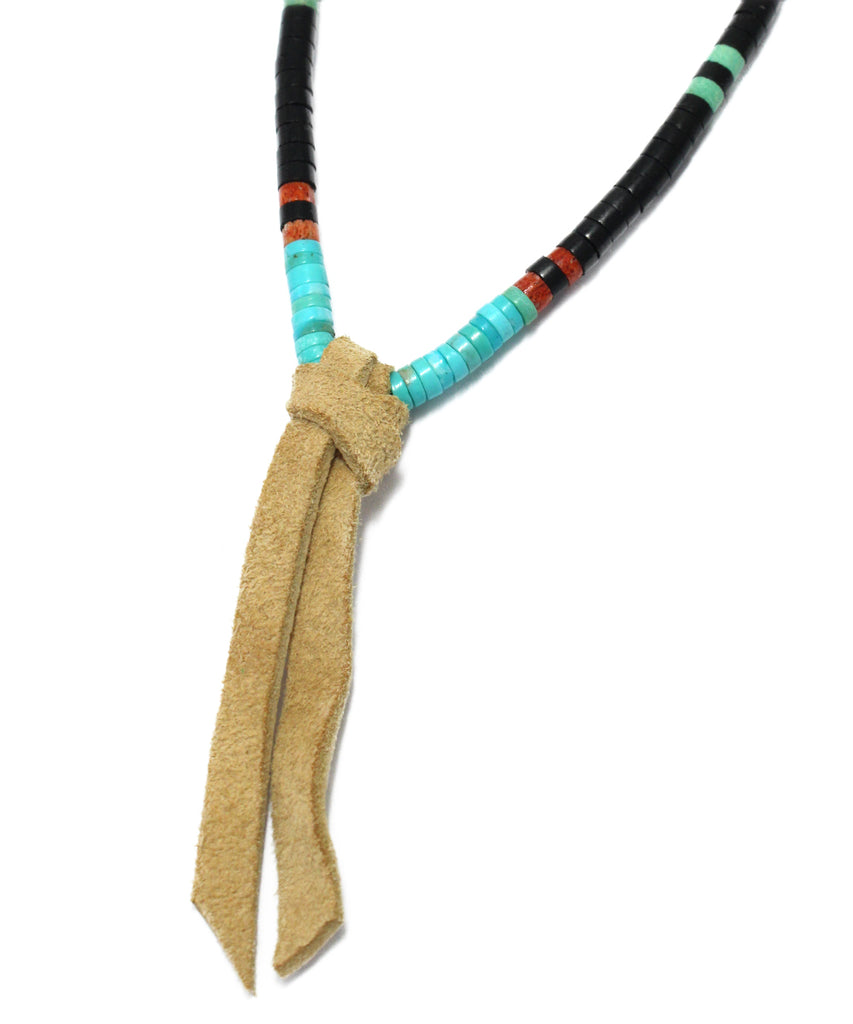 heishi bandana necklace / green turquoise × jet