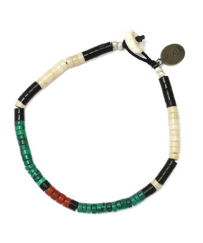 heishi beads bracelet / malachite jet