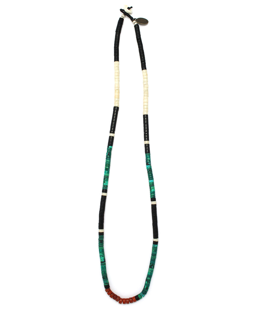 heishi beads necklace / malachite jet