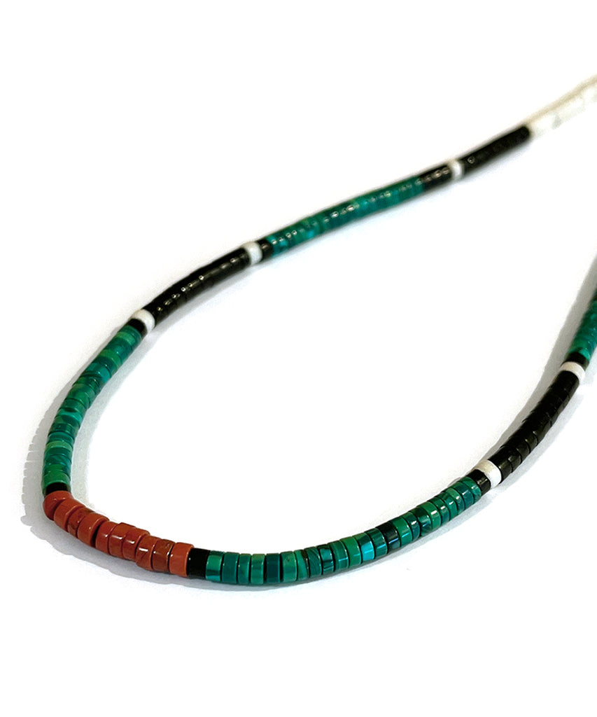 heishi beads necklace / malachite jet