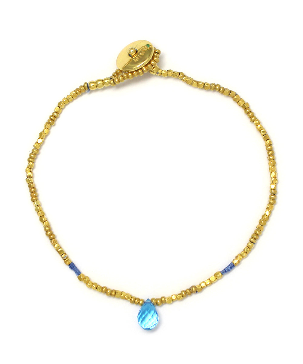 karen silver beaded bracelet / blue topaz