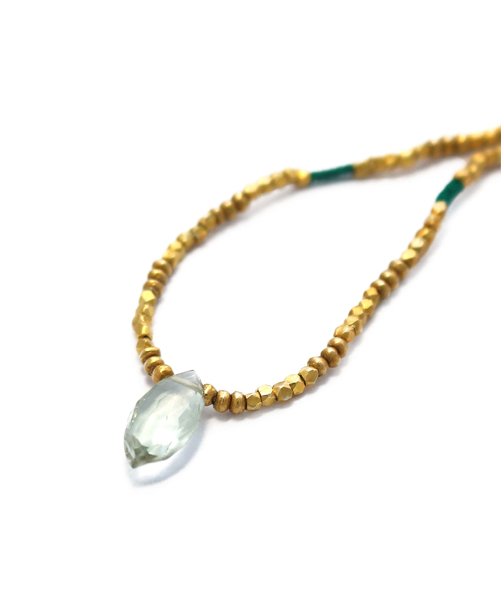 karen silver beaded necklace / green amethyst
