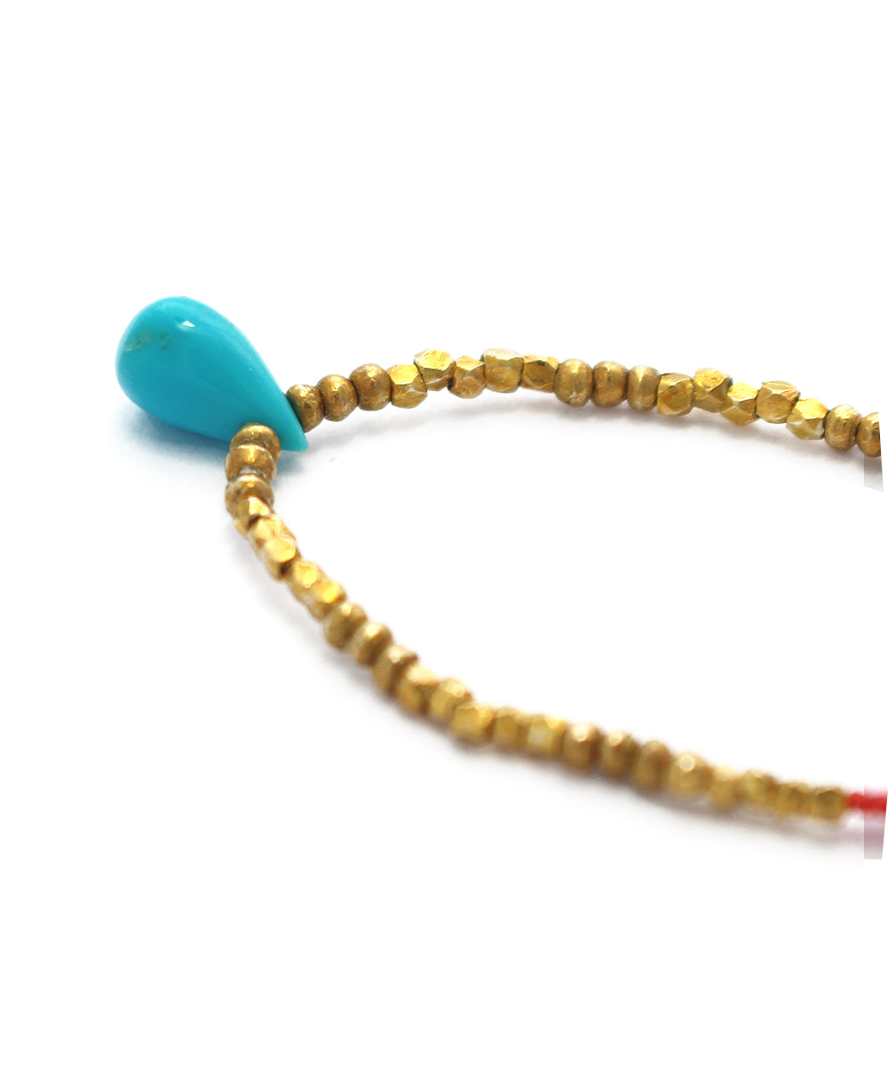 karen silver beaded necklace / turquoise