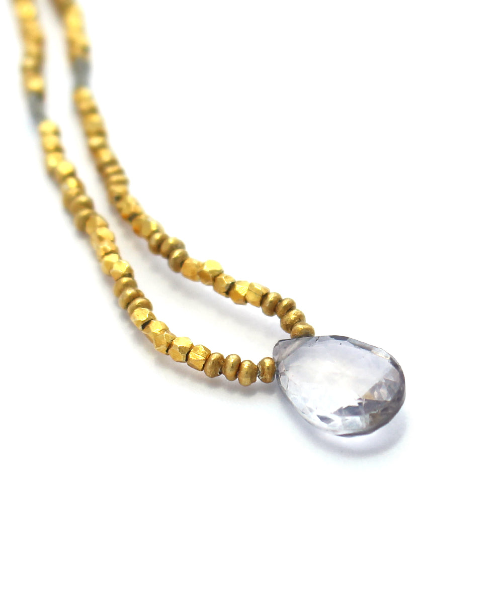 karen silver beaded necklace / sky grey topaz