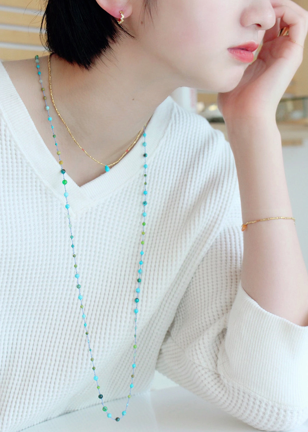 AIYANA long necklace / turquoise