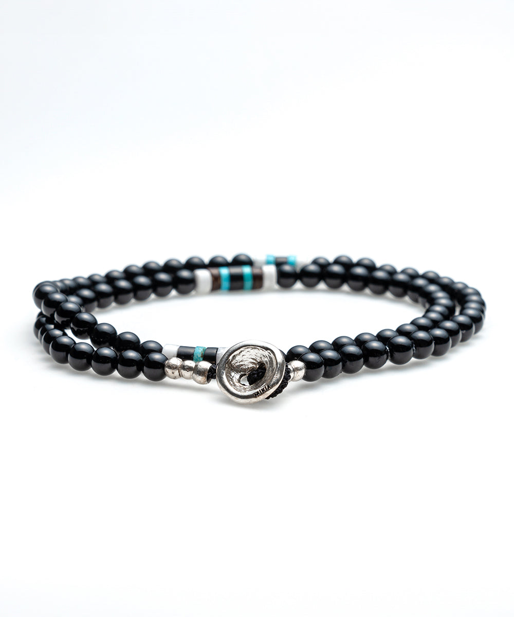 4mm stone double wrap bracelet / onyx