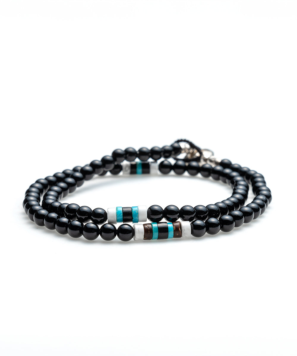 4mm stone double wrap bracelet / onyx