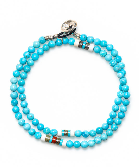 4mm stone double wrap bracelet / turquoise