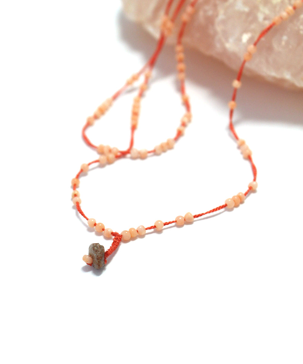 long necklace /pink coral