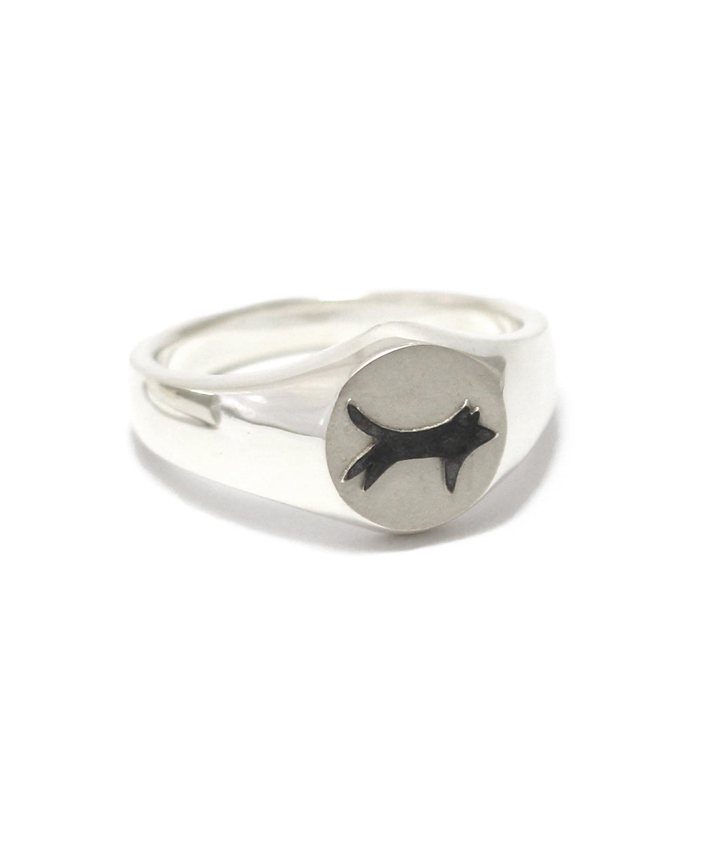 silver 925 ring / wolf/black