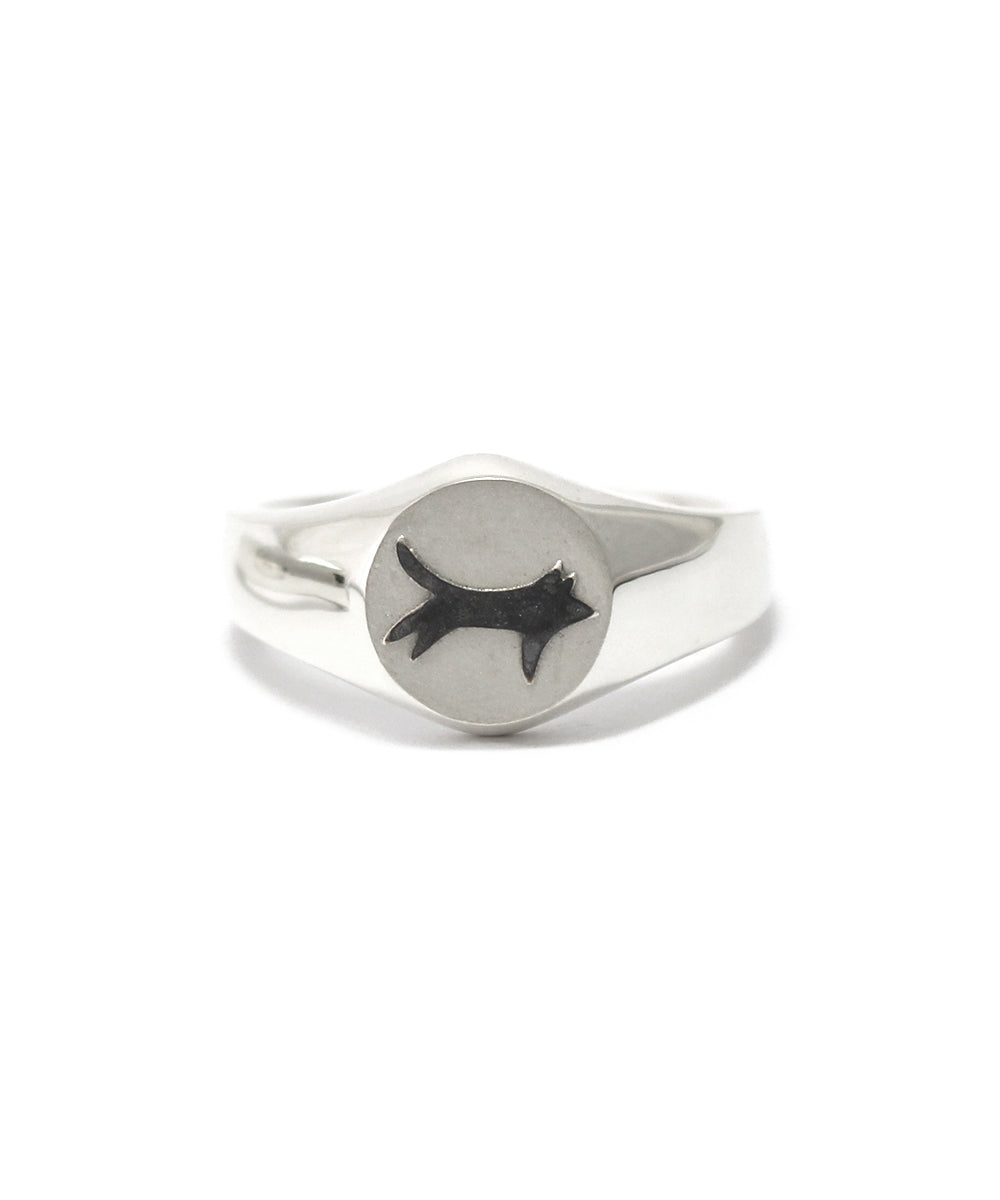 silver 925 ring / wolf/black