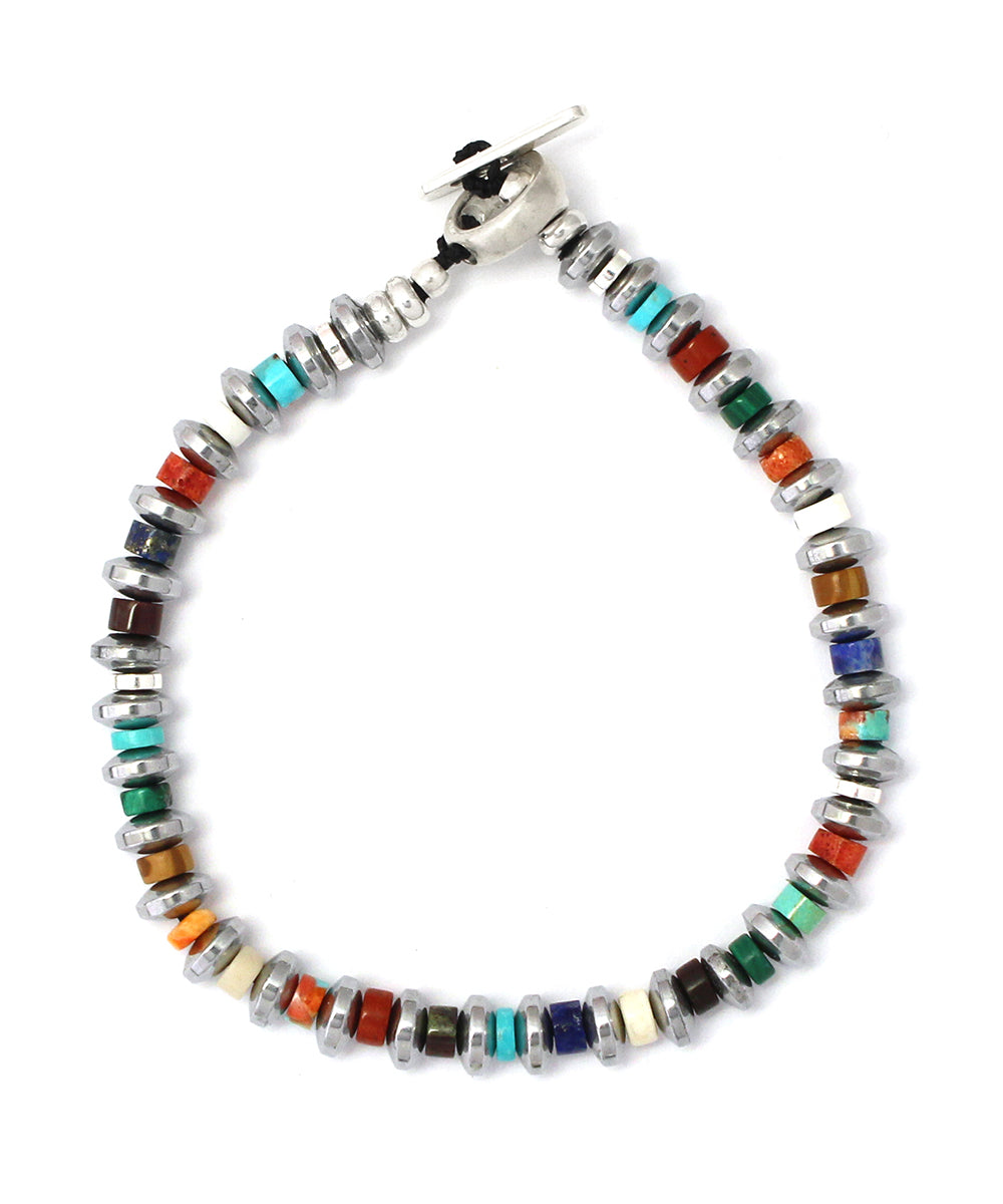 hematite roundel beads bracelet / multi