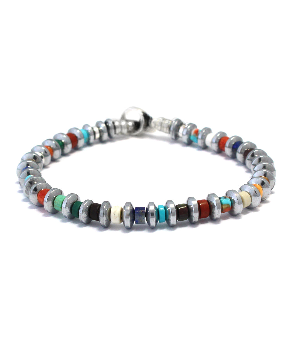 hematite roundel beads bracelet / multi